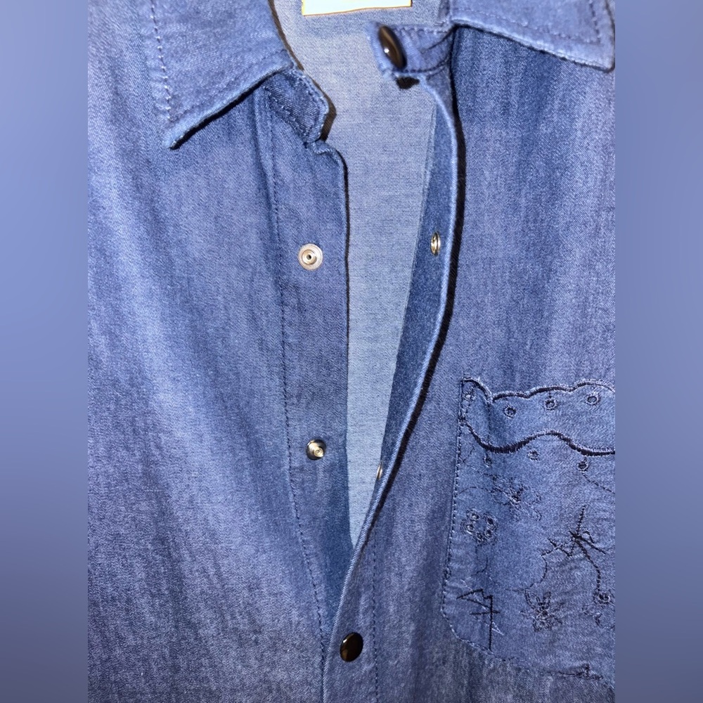 Vintage Gene Ewing BIS Women’s Embroidered Denim Shirt Snap Front Size Small USA - Picture 9 of 15